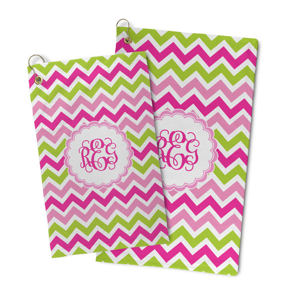 Pink & Green Chevron Microfiber Golf Towel - PARENT/MAIN