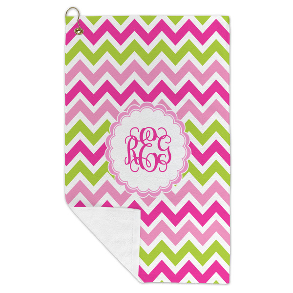 Pink & Green Chevron Microfiber Golf Towels - FOLD