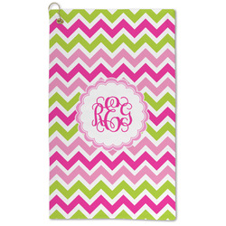 Pink & Green Chevron Microfiber Golf Towel (Personalized)
