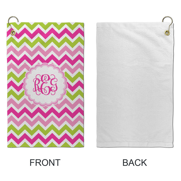 Pink & Green Chevron Microfiber Golf Towels - Small - APPROVAL