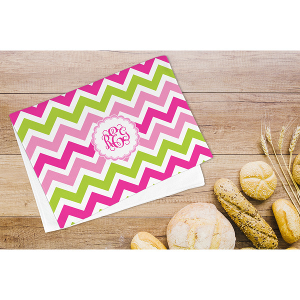 Pink & Green Chevron Microfiber Kitchen Towel - LIFESTYLE