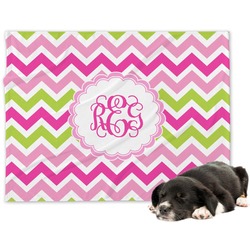 Pink & Green Chevron Dog Blanket - Large (Personalized)