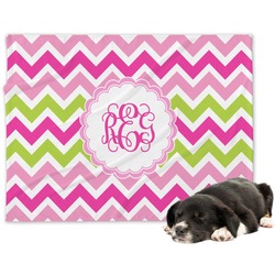 Pink & Green Chevron Dog Blanket (Personalized)
