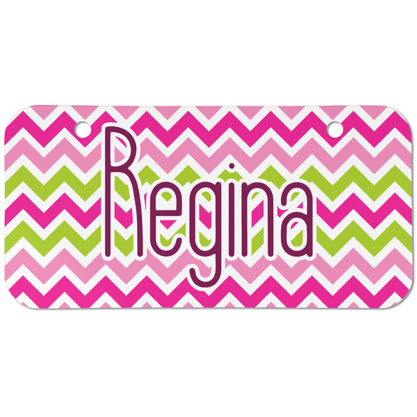 Pink & Green Chevron Mini Bicycle License Plate - Two Holes