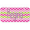 Pink & Green Chevron Mini Bicycle License Plate - Two Holes
