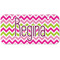 Pink & Green Chevron Mini/Bicycle License Plate (2 Holes) (Personalized)