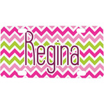Pink & Green Chevron Mini/Bicycle License Plate (Personalized)