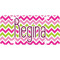 Pink & Green Chevron Mini/Bicycle License Plate (Personalized)