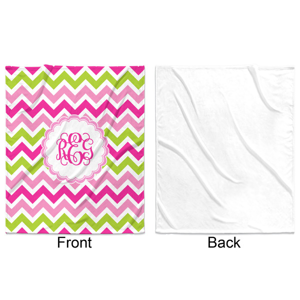 Pink & Green Chevron Minky Blanket - 50"x60" - Single Sided - Front & Back