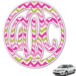 Pink & Green Chevron Monogram Car Decal (Personalized)