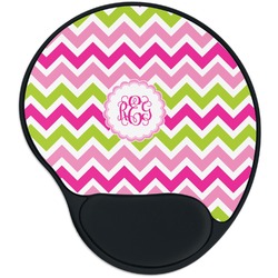 Pink & Green Chevron Mouse Pad with Wrist Support