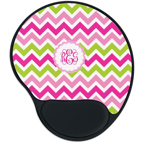 Custom Pink & Green Chevron Mouse Pad with Wrist Support
