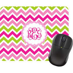 Pink & Green Chevron Rectangular Mouse Pad (Personalized)