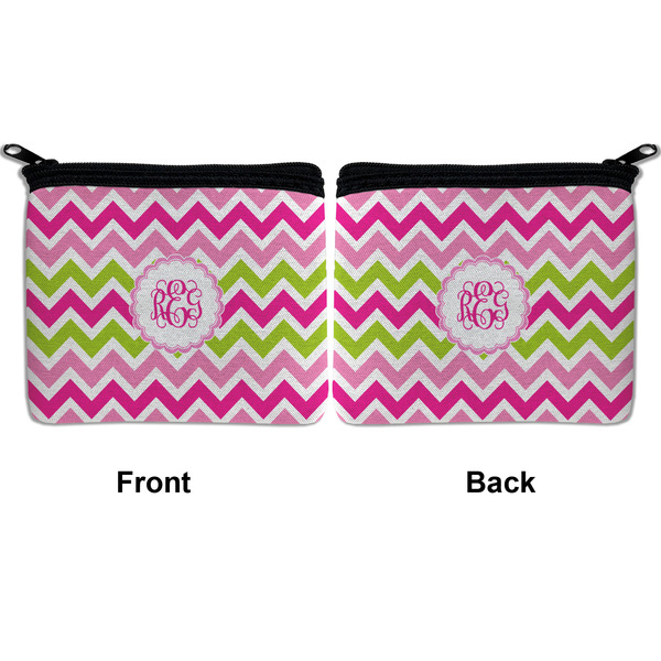 Pink & Green Chevron Neoprene Coin Purse - Front & Back (APPROVAL)