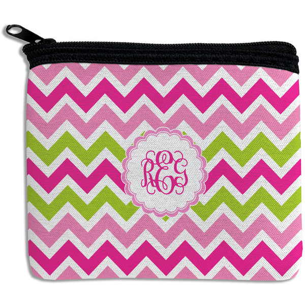Custom Pink & Green Chevron Rectangular Coin Purse (Personalized)