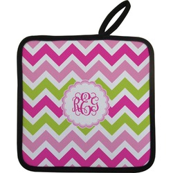Pink & Green Chevron Pot Holder w/ Monogram