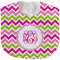 Pink & Green Chevron Velour Baby Bib w/ Monogram