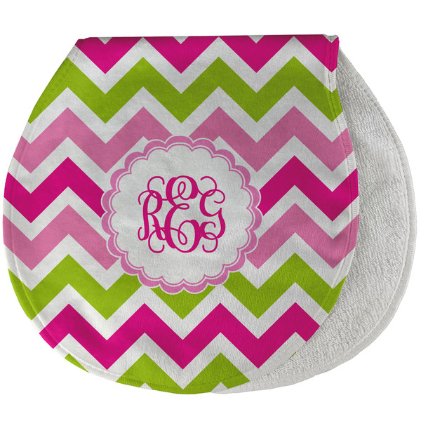 Pink & Green Chevron New Baby Burp Folded