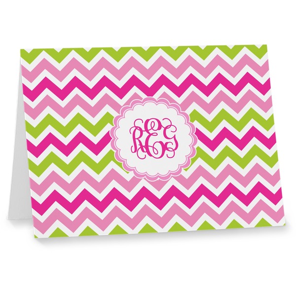 Custom Pink & Green Chevron Note cards (Personalized)