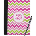 Pink & Green Chevron Notebook Padfolio - Large w/ Monogram