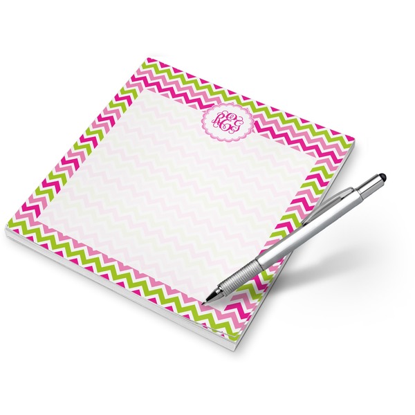 Custom Pink & Green Chevron Notepad (Personalized)