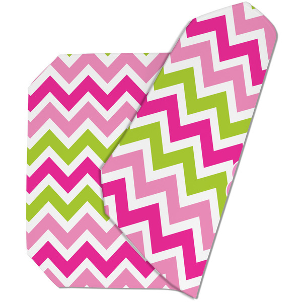 Custom Pink & Green Chevron Dining Table Mat - Octagon (Double-Sided) w/ Monogram
