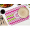 Pink & Green Chevron Octagon Placemat - Single front (LIFESTYLE) Flatlay
