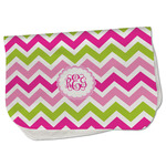 Pink & Green Chevron Burp Cloth - Fleece w/ Monogram