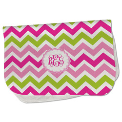 Pink & Green Chevron Burp Cloth - Fleece w/ Monogram