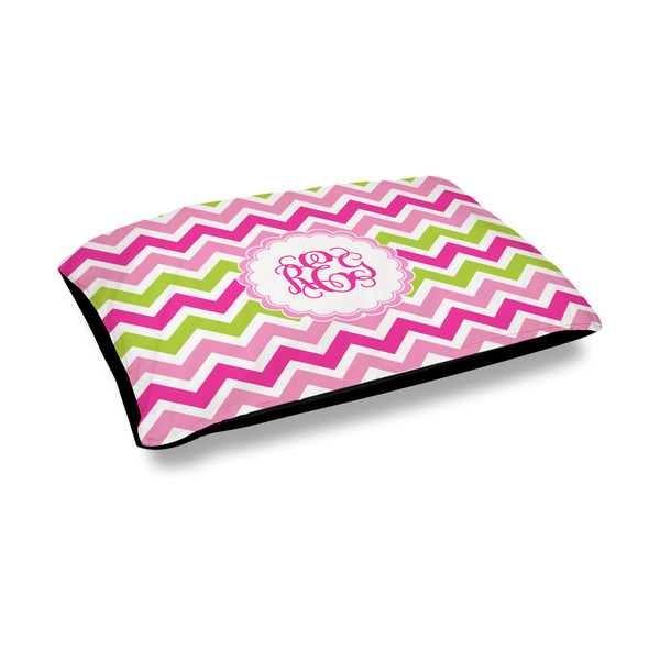 Custom Pink & Green Chevron Outdoor Dog Bed - Medium (Personalized)