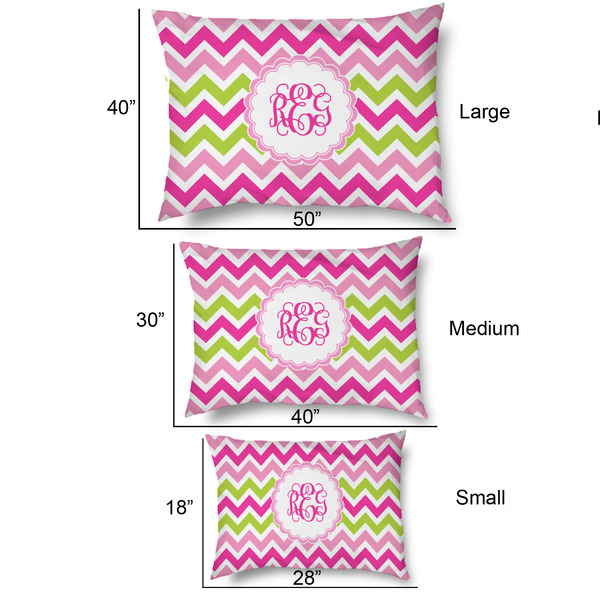 Pink & Green Chevron Outdoor Dog Beds - SIZE CHART