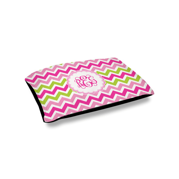 Custom Pink & Green Chevron Outdoor Dog Bed - Small (Personalized)