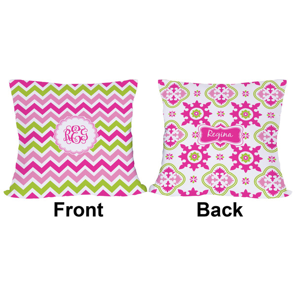 Pink & Green Chevron Outdoor Pillow - 16x16