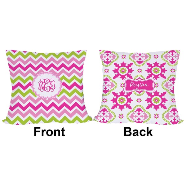 Pink & Green Chevron Outdoor Pillow - 18x18