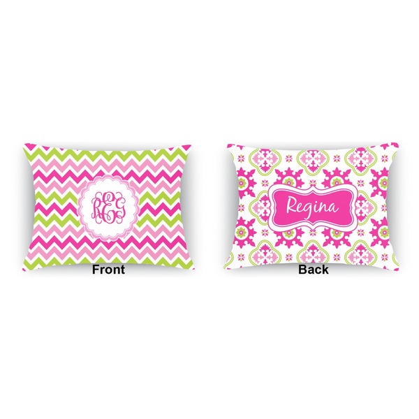 Pink & Green Chevron  Outdoor Rectangular Throw Pillow (Front and Back)
