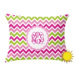 Pink & Green Chevron Outdoor Throw Pillow (Rectangular) (Personalized)