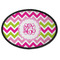 Pink & Green Chevron Oval Patch