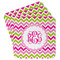 Pink & Green Chevron Paper Coasters - Front/Main