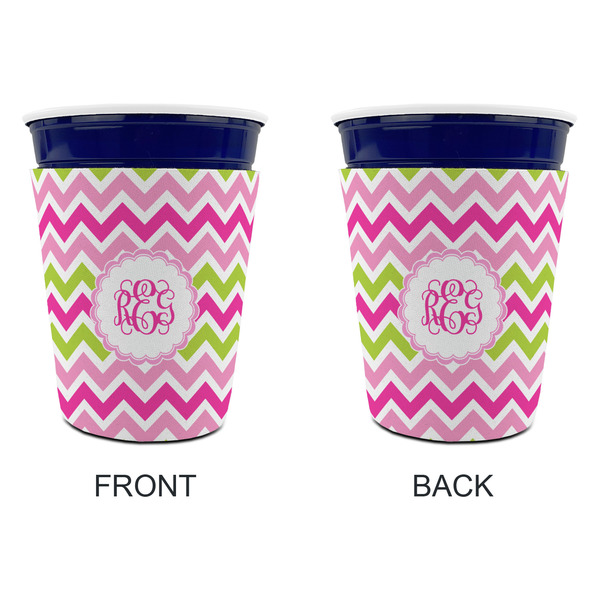 Pink & Green Chevron Party Cup Sleeves - without bottom - Approval
