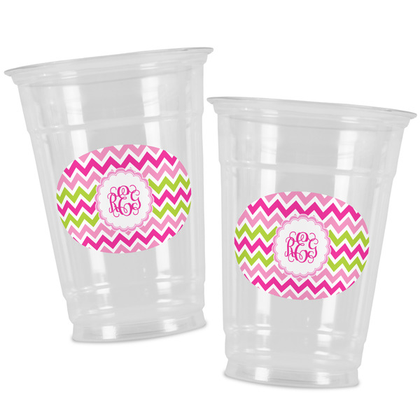 Pink & Green Chevron Party Cups - 16oz - Alt View