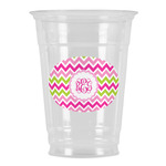 Pink & Green Chevron Party Cups - 16oz (Personalized)