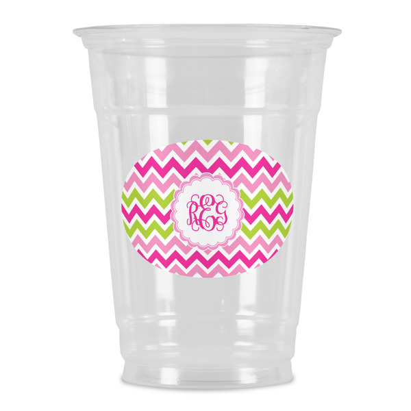 Custom Pink & Green Chevron Party Cups - 16oz (Personalized)