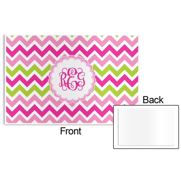 Pink & Green Chevron Disposable Paper Placemat - Front & Back