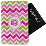 Pink & Green Chevron Passport Holder - Fabric (Personalized)