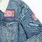 Pink & Green Chevron Patches Lifestyle Jean Jacket Detail