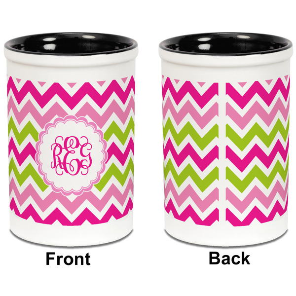Pink & Green Chevron Pencil Holder - Black - approval