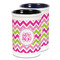 Pink & Green Chevron Ceramic Pencil Holder - Large