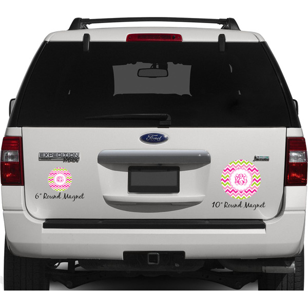 Pink & Green Chevron Personalized Car Magnets on Ford Explorer