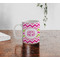 Pink & Green Chevron Personalized Coffee Mug - Lifestyle