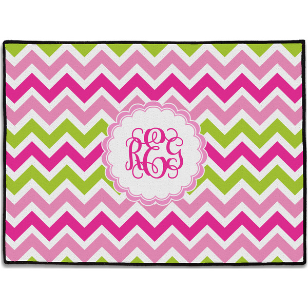 Custom Pink & Green Chevron Door Mat (Personalized)